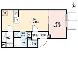 中野区弥生町3丁目マンション 1LDKの間取図画像