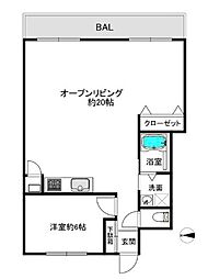 永谷リヴュール新宿 1LDKの間取図画像