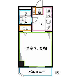シャトー平正 1Kの間取図画像