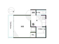 スズキハウス 1Kの間取図画像