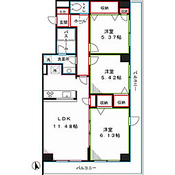 ヒルトップ中野 3LDKの間取図画像