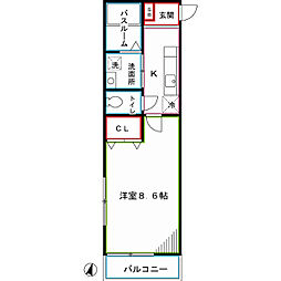 岩井ハイツ 1Kの間取図画像