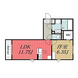 JR外房線 鎌取駅 徒歩20分の賃貸アパート 1階1LDKの間取り