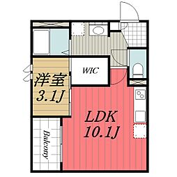 京成千原線 大森台駅 徒歩11分の賃貸アパート 2階1LDKの間取り