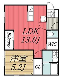 京成千原線 学園前駅 徒歩10分の賃貸アパート 2階1LDKの間取り