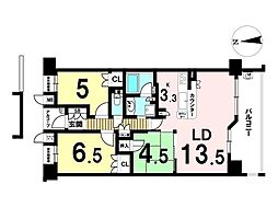 シャトレ愛松柳原 3LDKの間取図画像