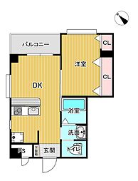 プロスパー江坂 1DKの間取図画像