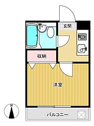 シャルマン氷川 1階1Kの間取り