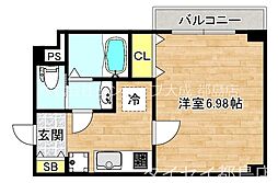 おおさか東線 JR野江駅 徒歩2分の賃貸マンション 2階1Kの間取り