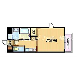 JR東西線 大阪城北詰駅 徒歩3分の賃貸マンション 8階1Kの間取り