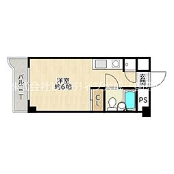 JR大阪環状線 京橋駅 徒歩5分の賃貸マンション 9階ワンルームの間取り
