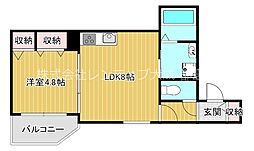 クリエオーレ生江2 1LDKの間取図画像