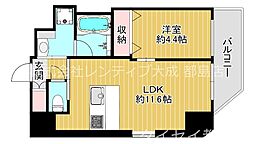プレジオ都島本通 1LDKの間取図画像