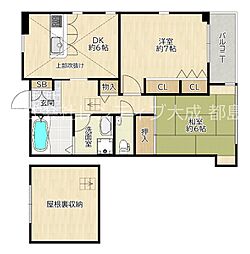 ラ・プランシュ御幸 2DKの間取図画像