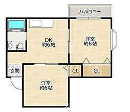 プレアール千林 2DKの間取図画像