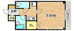 クレスト都島 1Kの間取図画像