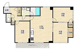 ヴィラ楠 3LDKの間取図画像