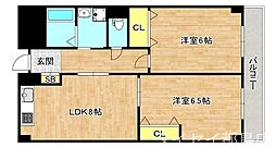 パラシオ名月 2LDKの間取図画像