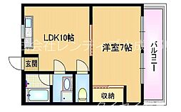 南榮マンション 1DKの間取図画像