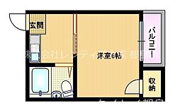 アベニール都島 1Kの間取図画像