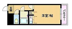ヴァンヴェール天満 ワンルームの間取図画像