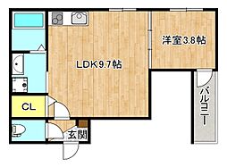 Osaka Metro千日前線 北巽駅 徒歩11分の賃貸アパート 1階1LDKの間取り