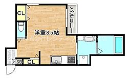 JR大阪環状線 鶴橋駅 徒歩8分の賃貸アパート 3階ワンルームの間取り
