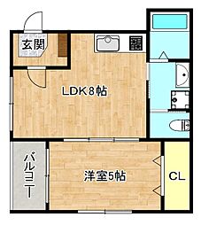 JR関西本線 東部市場前駅 徒歩7分の賃貸アパート 1階1LDKの間取り