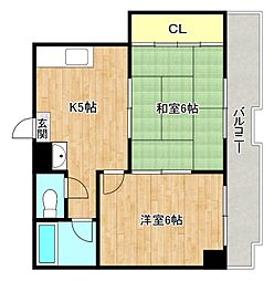 トラステイ 2DKの間取図画像