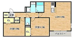 スリーズM 2LDKの間取図画像