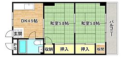 生和巽マンション 2DKの間取図画像