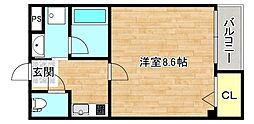 大阪市生野区林寺3丁目アパート 1Kの間取図画像