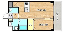 フォーゼ北巽レジデンス 1LDKの間取図画像