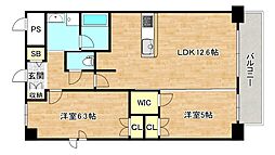 グランドレッセ今里 2LDKの間取図画像