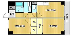 ハピネスふせ 2DKの間取図画像