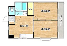 星和ビル 2DKの間取図画像