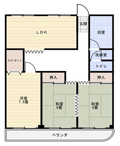 エクセレント宝殿　1号棟 407｜兵庫県高砂市神爪 3丁目(賃貸マンション3DK・4階・67.56㎡)の写真 その2