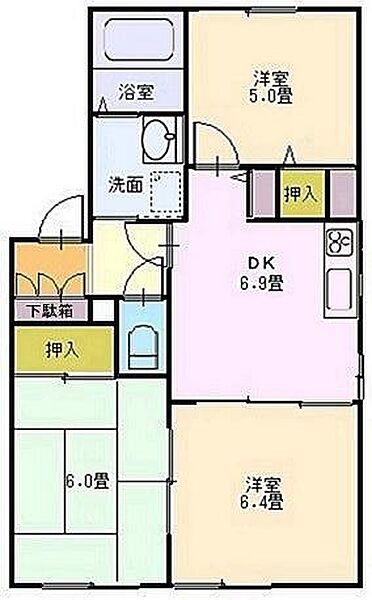 マウントパレスＡ棟 205｜兵庫県姫路市花田町上原田(賃貸アパート3DK・2階・54.36㎡)の写真 その2