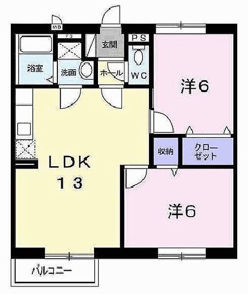 エスポワールドミールＢ 203｜兵庫県加古川市加古川町溝之口(賃貸アパート2LDK・2階・54.89㎡)の写真 その2