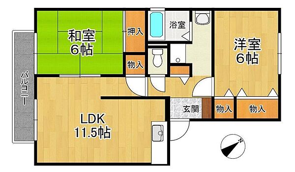 アベニール22 B105｜兵庫県神戸市北区藤原台南町 3丁目(賃貸アパート2LDK・1階・56.36㎡)の写真 その2