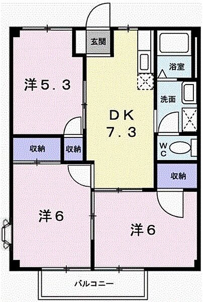 ブルーマウンテン2 105｜兵庫県姫路市青山西 2丁目(賃貸アパート3DK・1階・52.17㎡)の写真 その2