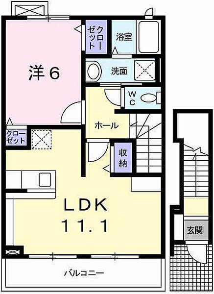 シャトレー富永 202｜兵庫県たつの市龍野町富永(賃貸アパート1LDK・2階・46.09㎡)の写真 その2