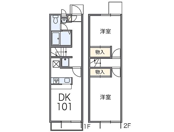 レオパレスラダックＡ 107｜兵庫県神戸市西区水谷 2丁目(賃貸アパート2DK・1階・49.68㎡)の写真 その2