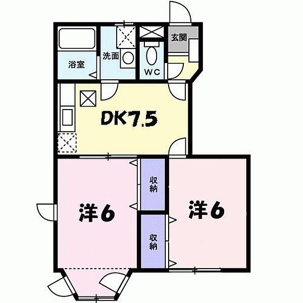 ソレイユＢ棟 103｜兵庫県丹波篠山市東吹(賃貸アパート2DK・1階・46.06㎡)の写真 その2