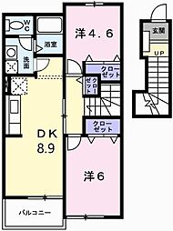 サンパティオ2棟 2LDKの間取図画像