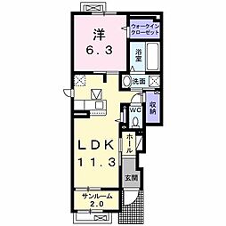 メゾン・シャトンI 1階1LDKの間取り