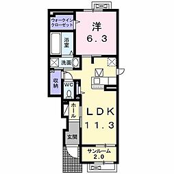 メゾン・シャトンI 1LDKの間取図画像