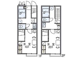 レオパレスシャルマンドミール 1階1Kの間取り