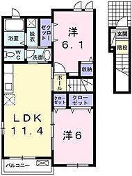 アイリスガーデンB棟 2LDKの間取図画像