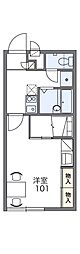 レオパレス中久 1Kの間取図画像
